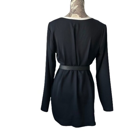 Ann Taylor Women's Small Black & White Long Sleeves Pullover V-neck Blouse Top - Picture 4 of 15